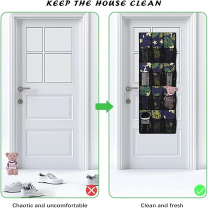 Monstera Over the Door Shoe Organizer 12 Large Mesh Pockets Sturdy Oxford Fabric Shoe Rack for Door Hanging Shoe Organizer