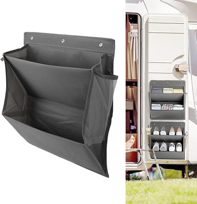 Efficiently Use Vertical Space with Door Mounted Design Hanging Shoes Design, Oxford Fabric Double Tier Shoe Organizer for Spaces (Gray)