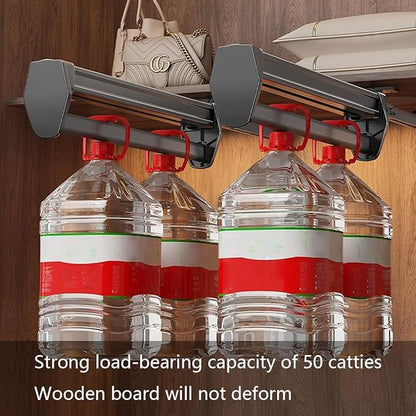 Pull Out Valet Rod for Pants Hangers, Top Mounted Adjustable Sliding Closet Rail, Made of Aluminum Alloy, Smooth Pull-Out, Heavy Duty Trouser Rack Bar for Skirts, Shirts
