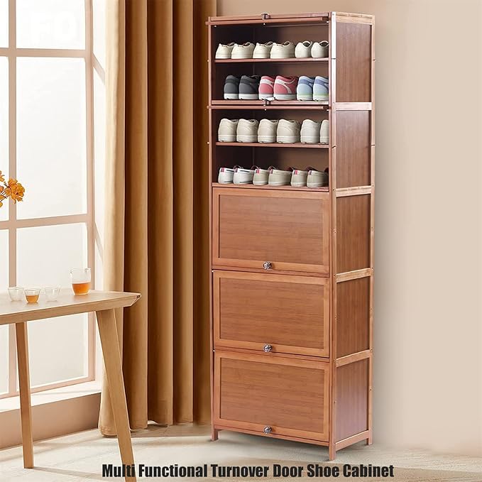 DYRABREST 10-Tier Shoe Organizer Cabinet with Cover Large Capacity Shoe Rack Tiered Storage with Sophisticated Handle and Extra Storage Platform for Home (10-Tier 23.62Inch/60Cm)