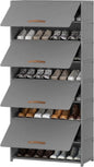 Shoe Rack, 9 Tier Shoe Storage Cabinet with Door 36 Pair Plastic Shoe Shelves Organizer for Closet, Entryway, Hallway, Bedroom, Grey