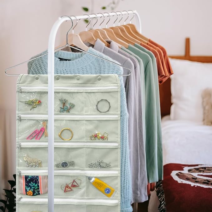 Bloss Hanging Jewelry Organizer and Storage Travel with Zipper, Travel Jewelry Organizer, Earring Travel Storage Holder with 36 Pockets, Travel Jewelry Holder for Suitcase,Closet,Foldable Roll Case