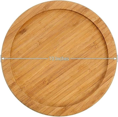 YBM Home Bamboo Wooden Non-Skid Lazy Susan Turntable Fully Rotating Pantry Cabinet