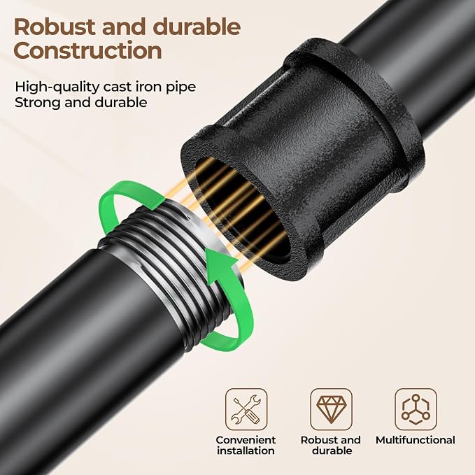 Abiglifty Wall Mounted Clothes Rack 38.4 Inch, Industrial Pipe Clothing Rack, Black Wall Clothing Rack, Multi-Purpose Clothing Hanging Rod for Laundry Room, Closet Storage,Bedroom, Closet (1 Pack)
