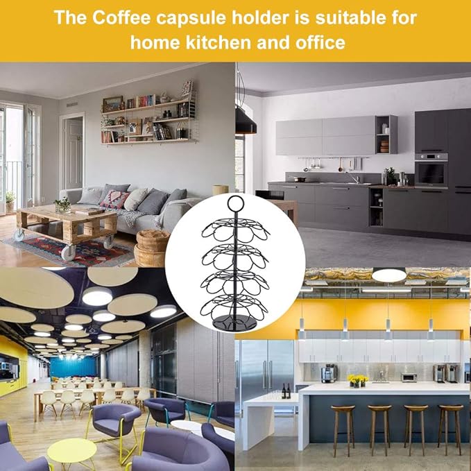 Coffee Pod Carousel Holder,Compatible with K-Cups Organizer Compatible with 36 Cup Pods,Spins 360-Degrees