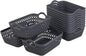 Readsky Small Plastic Storage Baskets with Handles, Desktop Weave Storage Baskets, Deep Grey, 12 Packs