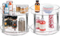 mDesign 2-Tier Lazy Susan Turntable for Kitchen Cabinets, Shelf, Table, Countertop, 9" Multi Level Rotating Organizer Carousel, Storage Turntable Organizer, Ligne Collection, 2 Pack, Clear/Chrome