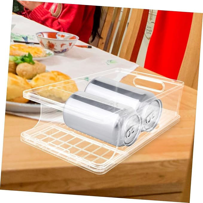 PRETYZOOM Stackable Soda Can Organizer Automatic Rolling Function Refrigerator Beverage Holder for Beer and Soda Cans Easy Access Drink Storage Bin