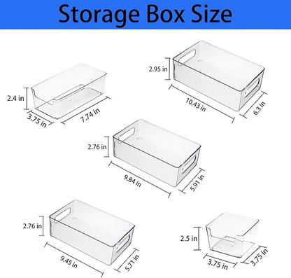 Refrigerator Organizer Bins 12 Pack Stackable Fridge Organizers with Handles Clear Freezer Storage Containers for Pantry, Cabinets,Shelves, Drawer – BPA-Free Plastic Kitchen Organizers