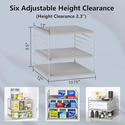 2 PACK Cabinet Organizer- Divided Compartment Holder for Foil and Plastic Wrap- Upgraded Pantry Organizers and Storage for Kitchen(Gray)