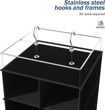 Libeder Hanging Shoe Organizer for Closet, Hanging Closet Organizers 20 Section Shoe Shelves, Space Saving Shoe Holder & Storage, Black, 12''W×12''Dx 50''H