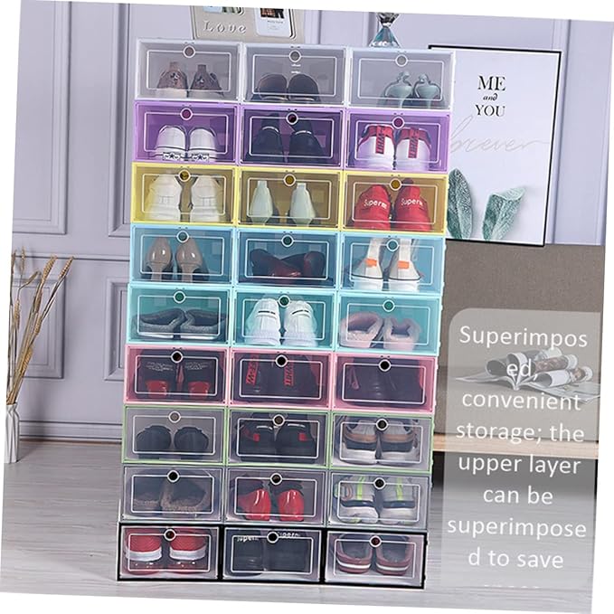 6pcs Stackable Shoe Storage Boxes Drawer-type Organizer for Shoes Sneaker Containers