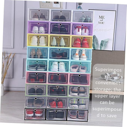 6pcs Stackable Shoe Storage Boxes Drawer-type Organizer for Shoes Sneaker Containers