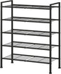 5-Tier Shoe Rack, Metal Storage Shelves for Closet Entryway, Tall Narrow Unit for Small Spaces, Multi-Purpose Organizer for Bedroom Garage, Easy Assembly, Black