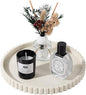 Round Bathroom Tray Silicone Kitchen Counter Decor Vanity Organizer Decorative Coffee Table Tray for Perfume, Candle, Soap Dish, 9 Inch, Beige