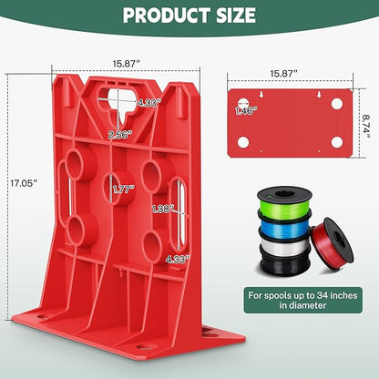 Wire Spool Rack, Multi Purpose Wire Dispenser Cable management rack for organizing cables, 34" diameter‌ 17" tall 15.87" wide 330 pound weight capacity (Red, 1 Pair)
