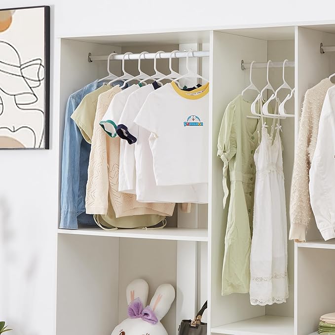 VECELO 50 Pack Plastic Hangers-Clothes Hangers Set with Shoulder Non Slip Notches for Closet Space Saving-Heavy Duty Coat Hanger,White