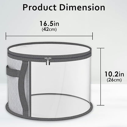 Adorila Clear Hat Storage Bag with Carrying Handles - 16.5" Large Closet Organizer for Baseball Caps, Cowboy Fedoras or Sun Hats (Grey)