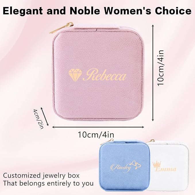 Golden Bride Jewelry Box, Jewelry Organizer for Bridal Women, Girls, Bridesmaid, Velvet Rings & Necklaces Storage for Wedding Favors, Birthday & Christmas Gifts, Travel Essentialses (CUSTOM)