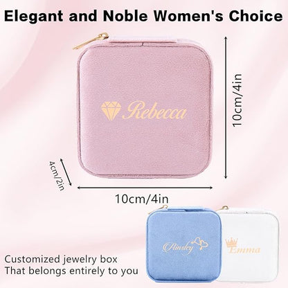 Golden Bride Jewelry Box, Jewelry Organizer for Bridal Women, Girls, Bridesmaid, Velvet Rings & Necklaces Storage for Wedding Favors, Birthday & Christmas Gifts, Travel Essentialses (CUSTOM)