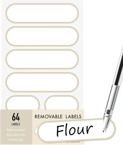 Waterproof Kitchen Labels for OXO POP Food Storage Containers and Home Organization, Pack of 64