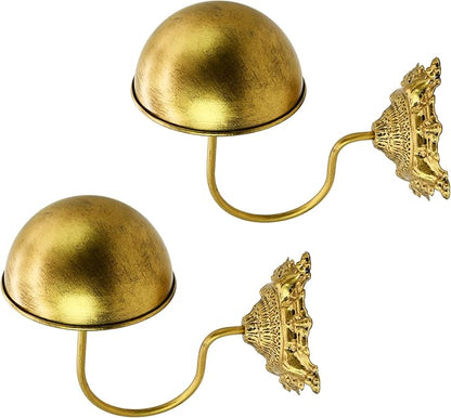 Owlgift Rustic Gold Wall Mounted Hat Holder Set of 2 – Vintage Style Iron Cap Rack with Dome Top for Hats, Helmets, Wigs & Scarves – Decorative Wall Hook for Entryway, Home, Cafe, or Boutique