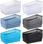 Wenqik 24 Pcs Plastic Storage Baskets for Classroom Organizing Small Pantry Storage Bins Rectangular Tray for Back to School Household Toys Classroom Bedrooms, Kitchens Countertops(Multicolor)
