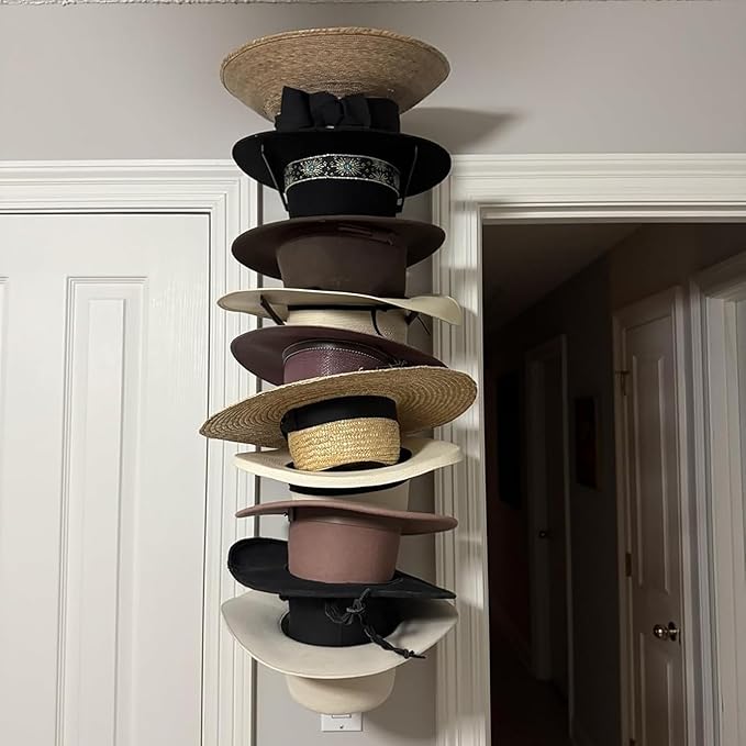 Cowboy Hat Rack, 6 Pieces Metal Western Hat Organizer, Black Cowboy Hat Holder Wall Storage Hat Holder for Wall Decor, Western Room Decor, Keeps Original Shape of Hat