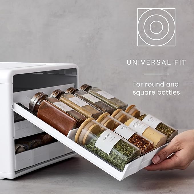 YouCopia SpiceStack® Adjustable Spice Rack Organizer, Pull-Down 24-Bottle Seasonings and Spices Holder for Kitchen Cabinet and Pantry Organization with 104 Included Labels | Adjustable