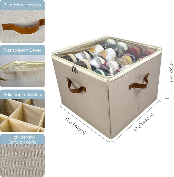 2 Pack Shoe Organizer Box – Large Capacity Shoe Storage Organizer with Transparent Cover & Flexible Dividers, Fits 16-32 Pairs, Heavy Duty Fabric Shoe Organizer for Closet, Entryway, Dorm