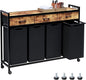 Timberer Laundry Hamper, Laundry Sorter 4 Sections, Rolling Laundry Basket with Wheels, 3 Drawers, 4 × 14.5 Gal (55 L), Pull-Out and Removable Oxford Fabric Bags, Black and Rustic Brown