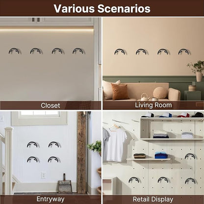 SEKSON Cowboy Hat Rack for Wall, 8 Pack Metal Iron Hat Holder, Wide Brim Hat Hooks, Wall Mount Hat Hanger for Baseball Caps, Fedoras, Straw Hats, Black