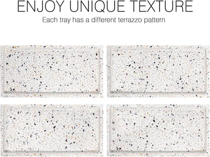 Luxspire Bathroom Vanity Tray, 8 x 4 inch Resin Kitchen Sink Tray for Soap Dispenser Bathroom Countertop Organizer Plate Holder for Perfume Soap Towel Bathroom Accessories, Mini, Terrazzo