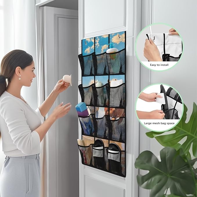 Horse 12-Pocket Door Organizer, Breathable Ultra-Lightweight & Foldable Mesh Pockets Organizer for Shoes, Accessories