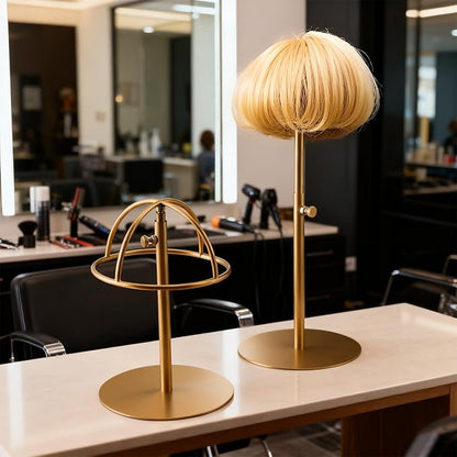Hat Display Stand 2PCS Stainless Steel Brushed Nickel Titanium Hat Stand Metal Golden Adjustable Height Cap Rack Showcase Fingerprint Resistant for Home Boutique Retail Store