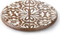 CounterArt Decorative Round Natural Wood Lazy Susan Turntable 14" Diameter Condiment Caddy, Cheese Server, Cake Plate, Spice Organization (White Tile Medallion)