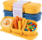 2 Pack Silicone Snack Containers, 3-Compartment Snackle Box with Leak Proof Lids, Reusable Small Divided Food Storage for Kids Lunch, School Travel Adults