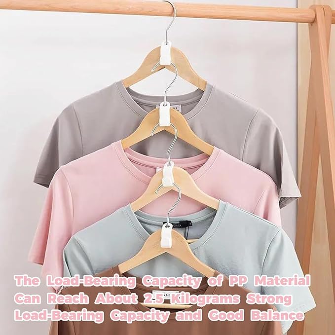 50 PCS Hanger Connector Hooks, Space Saving Hangers, Closet Hanging Organizer for College Dorm Room Essentials, Thickening Upgrade (White-50 Pcs)