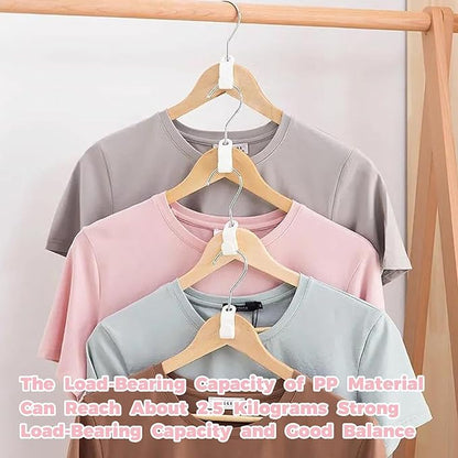 50 PCS Hanger Connector Hooks, Space Saving Hangers, Closet Hanging Organizer for College Dorm Room Essentials, Thickening Upgrade (White-50 Pcs)