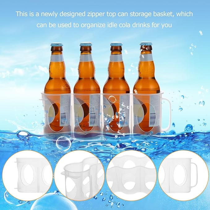 2pcs Stackable Beer Storage Crisper Baskets for Refrigerator Multi-Functional Organizer for Cans and Bottles Storage Container for Kitchen and Beverage Organization