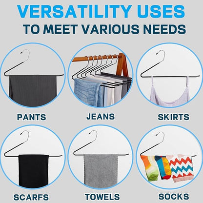 Amber Home 20 Pack Black Metal Pants Hangers, 15" Non-Slip Open Ended Jeans & Trousers Hangers, Space Saving Slacks Hangers for Closet