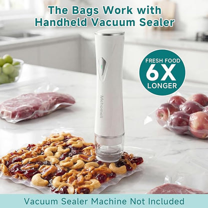 Mehomeli Reusable Vacuum Sealer Bags for Food – 30 BPA-Free Large (11.8 x 13.4in) Food Storage Bags, Freezer Microwave Safe, Odor-Resistant, Leak-Proof – Compatible with Handheld Vacuum Sealers