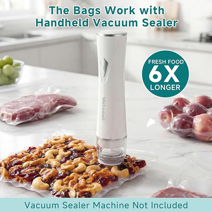 Reusable Vacuum Sealer Bags for Food – 30 BPA-Free Medium (11in × 10.2in) Food Storage Bags, Freezer Microwave Safe– Odor Resistant, Leak-Proof – Compatible with Handheld Vacuum Sealers | BPA Free Material