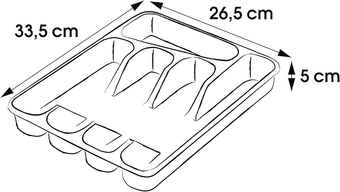 keeeper Cutlery Tray with 5 compartments, Drawer Size, 33.5x26.5x5 cm, Pablo, Transparent