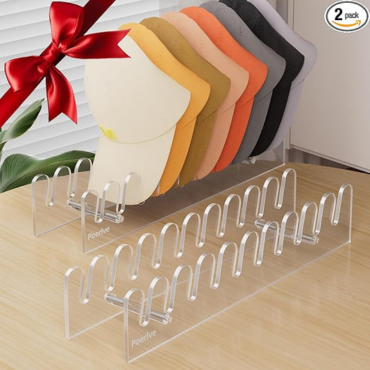 Hat Stand for Baseball Caps, Acrylic Holder Display, Hat Organizer Rack with Smooth and Rounded Edges, Storage for Closet, Dresser, Bedroom