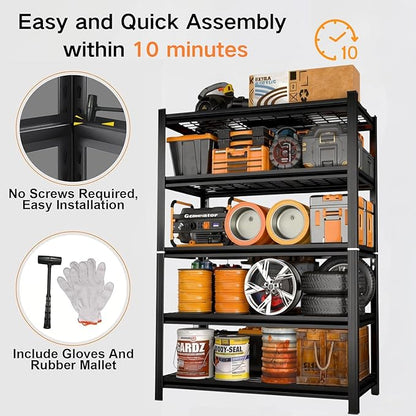 72''H Metal Wire Shelving Rack Heavy Duty, 5 Tier Adjustable wire storage shelf, 35''W Industrial Unit, 3300 Lbs Capacity Storage Shelves for Garage Kitchen Pantry Basement Bathroom Laundry Closet