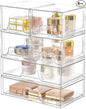 Stebopum 6 Pack Stackable Storage Drawers Clear Acrylic Organizer Makeup Bathroom Organizer and Storage Bins for Beauty Supplies,Ideal for Vanity, Bathroom,Pantry Organization