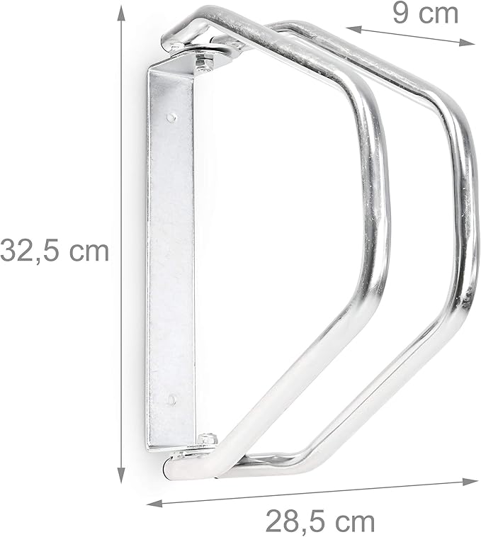 a Relaxdays Bicycle Stand for Wall Mounting, Wall Mount for 1 Bike, Galvanised, Adjustable, HBT: 32.5 x 9 x 28.5 cm, Silver