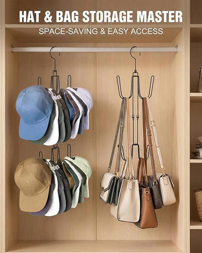 Supforce Hat Rack for Baseball Caps, Hat Holder with 360° Rotating Hook and Foldable Design, Hat Storage Organizer and Cap Organizer for Closet, Black, 1 Pack