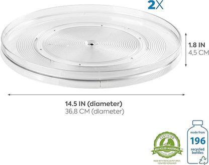 iDesign 14.5-Inch Lazy Susan Organizer - Large Lazy Susan Turntable for Cabinet or Pantry, 2-Pack, Clear